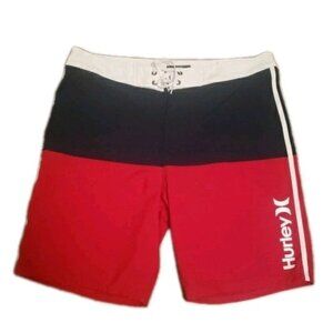 34" / Hurley Board Shorts / Bathing Suit  / Men's 34” Red White Blue *PRISTINE